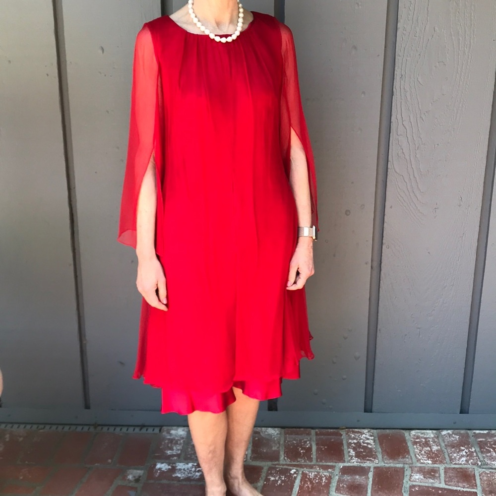 Red satin/chiffon dress